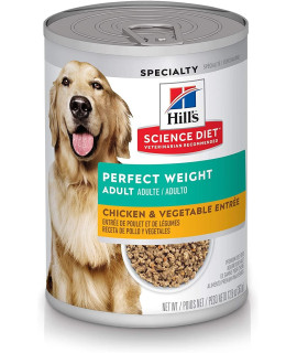 Hill's Science Diet Wet Dog Food, Adult, Perfect Weight for Weight Management, Chicken & Vegetable Recipe, 12.8 oz. Cans, 12-Pack