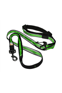 Kurgo 6 in 1 Hands Free Dog Leash, Reflective Running Belt Leash for Dogs, Crossbody & Waist Belt Leash, Carabiner clip, Padded Handle For Training, Hiking or Jogging, Quantum Leash, Grass Green