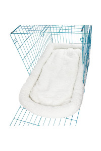 Long Rich HCT ERE-001 Super Soft Sherpa Crate Cushion Dog and Pet Bed, White, By Happycare Textiles, Standard style, 36.5 x 23.5 inches