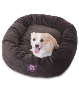 Majestic Pet 32 Inch Micro Velvet Calming Dog Bed Washable - Cozy Soft Round Dog Bed with Spine for Head Support - Fluffy Donut Dog Bed 32x23x7 (inch) - Round Pet Bed Medium - Storm