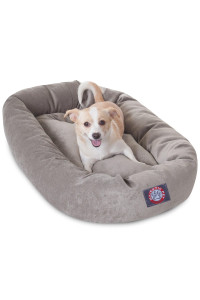 Majestic Pet 32 Inch Micro Velvet Calming Dog Bed Washable - Cozy Soft Round Dog Bed with Spine for Head Support - Fluffy Donut Dog Bed 32x23x7 (inch) - Round Pet Bed Medium - Vintage