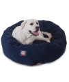 Majestic Pet 40 Inch Micro Velvet Calming Dog Bed Washable - Cozy Soft Round Dog Bed with Spine for Head Support - Fluffy Donut Dog Bed 40x29x9 (inch) - Round Pet Bed Large - Navy