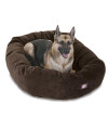 Majestic Pet 52 Inch Micro Velvet Calming Dog Bed Washable - Cozy Soft Round Dog Bed with Spine for Head Support - Fluffy Donut Dog Bed 52x35x11 (inch) - Round Pet Bed X- Large - Storm