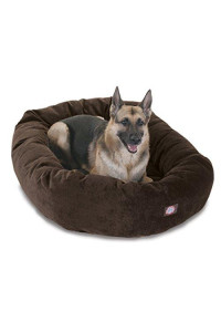 Majestic Pet 52 Inch Micro Velvet Calming Dog Bed Washable - Cozy Soft Round Dog Bed with Spine for Head Support - Fluffy Donut Dog Bed 52x35x11 (inch) - Round Pet Bed X- Large - Storm