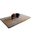 Dogbed4less Gel-Infused Large Memory Foam Fleece Pet Dog Bed Mat Pillow Topper with Waterproof Rubber Anti Slip Bottom - Fit 42X28 Crate, Beige