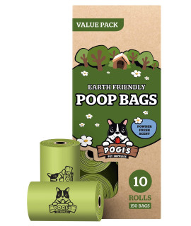 PogiAs Dog Poop Bags - 10 Rolls (150 Doggie Poop Bags) - Leak-Proof Dog Waste Bags - Scented, Ultra Thick, Extra Large Poop Bags for Dogs