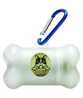 Pogis Dog Poop Bag Dispenser with Metal carabiner clip - Includes 1 Dog Poop Bag Holder for Leashes & 15 Scented Poop Bags for Dogs