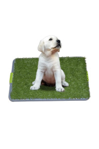 Dog Potty with Artificial Grass-Reusable 3-Layer Synthetic Training Tray That Acts Like a Dog Litterbox-Fake Grass That Dogs Prefer Over Dog Pee Pads or Puppy Pad
