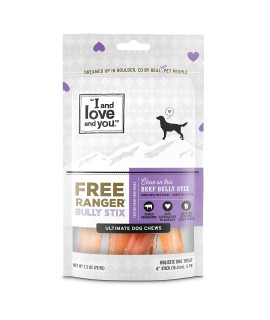 I and love and you Free Ranger Natural Grain Free Bully Stix - 100% Beef Pizzle, 6-Inch, Pack of 5