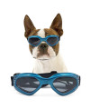 NAMSAN Dog Goggles Medium UV Protection Adjustable Boston Terrier Sunglasses Easy Wear Windproof Motorcycle Dog Glasses for Small to Medium Dogs (Blue)