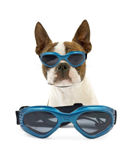 NAMSAN Dog Goggles Medium UV Protection Adjustable Boston Terrier Sunglasses Easy Wear Windproof Motorcycle Dog Glasses for Small to Medium Dogs (Blue)