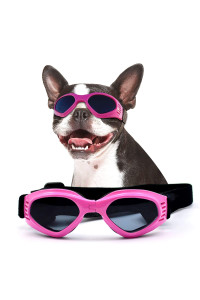 NAMSAN Dog Sunglasse Medium UV Protection Adjustable Pug Sunglasses Easy Wear Windproof Motorcycle Dog Goggles for Small to Medium Dogs (Pink)