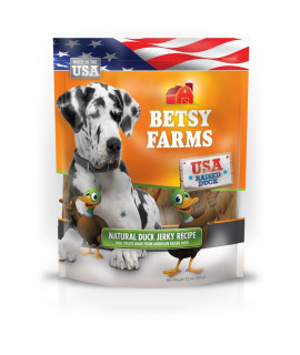 Betsy Farms Natural Duck Jerky Recipe Dog Treats- Duck Jerky Dog Treats, 12 Oz