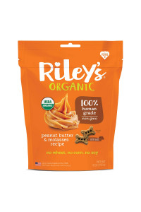Riley's Organics - Peanut Butter & Molasses - 5 oz Small Biscuits - Human Grade Organic Dog Treats - Resealable Bag