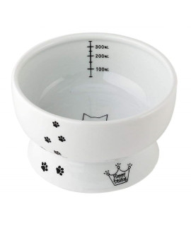 Necoichi Raised Cat Water Bowl, Elevated, with Measurement Lines, Dishwasher and Microwave Safe (Cat, Regular)