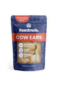 Pawstruck Natural Jumbo Cow Ears for Dogs - Healthy Rawhide Free, Highly Digestible Low Calorie & Long Lasting Dental Chew Treat for Small, Medium, Large Chewers - Pack of 10