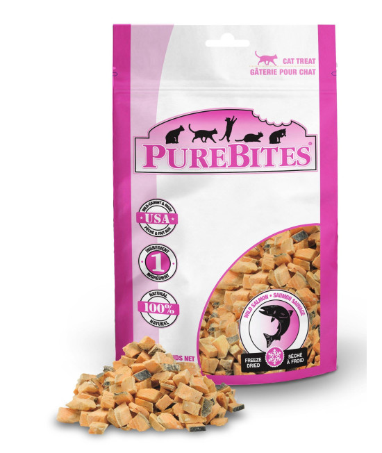 PureBites Salmon Freeze Dried Cat Treats, 0.49Oz 14G - Entry Size