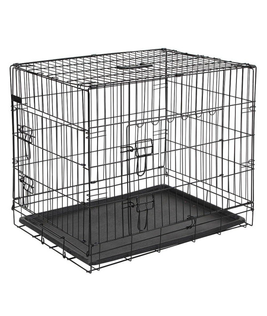 Kerbl Straight Front Dog Cage Collapsible 2 Doors, 76 x 54 x 64 cm, Black