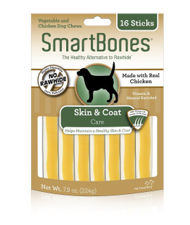 SmartBones Skin And Coat Care Sticks 16 Count, Rawhide-Free Chews For Dogs, With Omega Fatty Acids