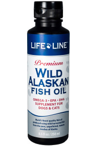 Life Line Pet Nutrition Wild Alaskan Fish Oil Omega-3 Supplement for Skin & Coat - Supports Brain, Eye & Heart Health in Dogs & Cats, 8.5oz