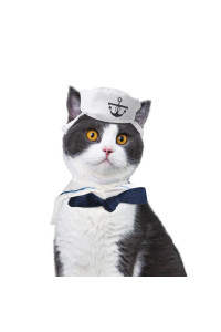 Enjoying Cat Halloween Costumes Cat Sailor Costume Small Dog Navy Outfit with Tie Adjustable Captain Kitten Halloween Costume
