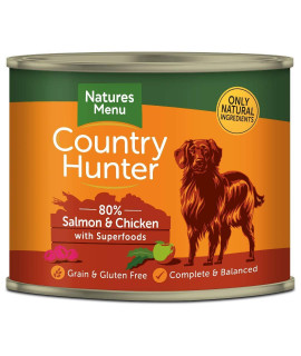 PUZMUg Natures Menu country Hunter Dog Food can Salmon with chicken (6 x 600g)
