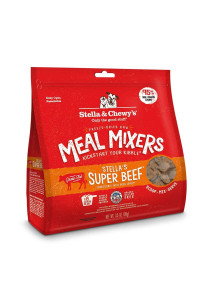 Stella & Chewys Freeze Dried Raw Super Beef Meal Mixer - Dog Food Topper for Small & Large Breeds - Grain Free, Protein Rich Recipe - 3.5 oz Bag