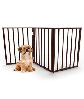 PETMAKER Foldable, Free-Standing Wooden Pet Gate- Light Weight, Indoor Barrier for Small Dogs/Cats, Dark Brown, Step Over Doorway Fence, Rich Espresso, 54 X 24 (80-62875)