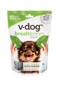 V-Dog Vegan Breathbone Dog Chew Treats, Minis, 8 Ounce, Superfoods