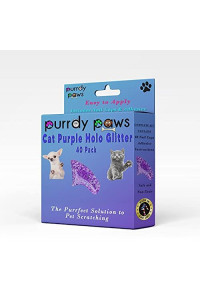 Purrdy Paws 40 Pack Soft Nail Caps for Cat Claws Purple Holographic Glitter Medium