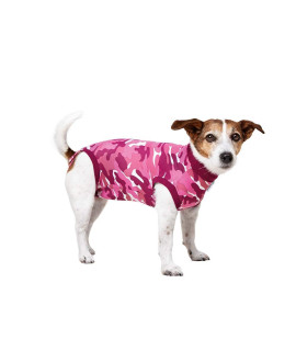 Suitical Recovery Suit for Dogs Spay and Neutering Dog Surgery Recovery Suit for Male or Female Soft Fabric for Skin Conditions 2XS Neck to Tail 13.0?16.5? Pink Camouflage