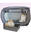 Necoichi Portable Stress Free Cage Carrier and Litter Box, Indoor & Outdoor, Travel (Black, Cage/Kennel+Litter Box)