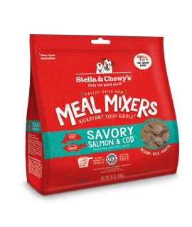Stella & Chewy's Freeze Dried Raw Savory Salmon & Cod Meal Mixer - Dog Food Topper for Small & Large Breeds - Grain Free, Protein Rich Recipe - 18 oz Bag