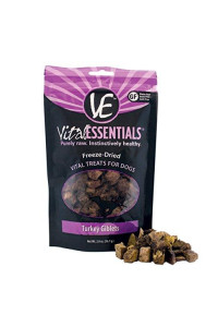 Vital Essentials Freeze Dried Dog Treats, Dog Snacks Made in The USA, All Natural Dog Treats, Great Training Treats for Dogs, Turkey Giblets 2.0 oz