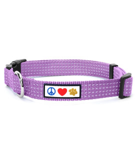 Pawtitas Reflective Dog Collar with Stitching Reflective Thread Reflective Dog Collar with Buckle Adjustable and Better Training Great Collar for Small Dogs - Orchid Collar