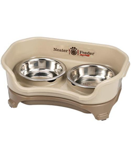 Neater Feeder Express for Cats - Mess Proof Pet Feeder with Stainless Steel Food & Water Bowls - Drip Proof, Non-Tip, and Non-Slip - Cappuccino