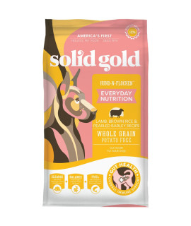 Solid Gold Hund N Flocken - Dry Dog Food w/Lamb, Rice & Pearled Barley - Digestive Probiotics for Dogs - Gut Health & Immune Support - Gluten Free - Omega 3, Superfoods & Antioxidants - 4 LB