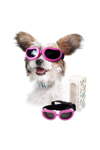 PETLESO Dog Goggles Small Breed, Dog Sunglasses Small Breed Eye Protectie Goggles for Small Dogs Outdoor Riding Driving, Pink