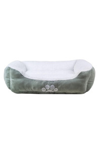 long rich Rectangle Pets Bed with Dog Paw Embroidery, 25 X21, Teal Color, by Happycare Textiles (HCT REC-006)
