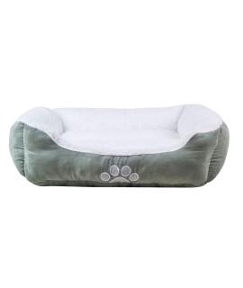 long rich Rectangle Pets Bed with Dog Paw Embroidery, 25 X21, Teal Color, by Happycare Textiles (HCT REC-006)