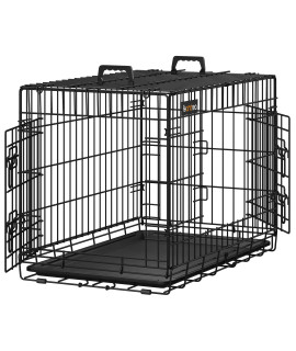 FEANDREA Dog cage, Foldable Dog crate, Pet carrier with 2 Doors, Black PPD30H