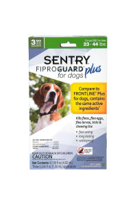 SENTRY PET CARE SENTRY Fiproguard Plus for Dogs, Flea and Tick Prevention for Dogs (23-44 Pounds), Includes 3 Month Supply of Topical Flea Treatments