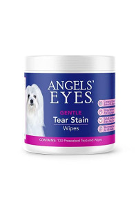 AngelsA Eyes gentle Tear Stain Wipes for Dogs and cats 100 ct Presoaked & Textured Eye & Face Wipes Remove Discharge & Mucus Secretions