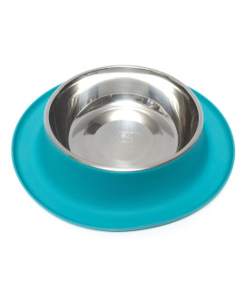 Messy Mutts Single Silicone Feeder with Stainless Bowl | Non-Skid Food Dishes for Dogs for All Pets | Dog Food Bowls | Extra-Large, 6 Cups | Blue