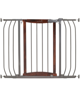 Summer Infant Anywhere Decorative Walk-Thru Baby Gate, Walnut Wood and a Metal Charcoal Accent Finish - 30 Tall, Fits Openings up to 28 to 42.5 Wide, Baby and Pet Gate for Doorways and Stairways