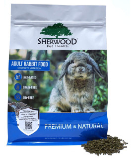 Sherwood Pet Health Adult Rabbit Food Alfalfa Timothy Hay-Based Blend 10 lbs, Grain and Soy-Free for Better Digestion