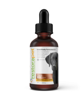 RestoraPet 1-Pack Dog & Cat Beef Liquid Multivitamin Dog Arthritis Pain Relief Hip & Joint Vitamins for Dogs - Anti Inflammatory Supplement for Dogs & Cats Organic & Non-GMO, Vet Approved