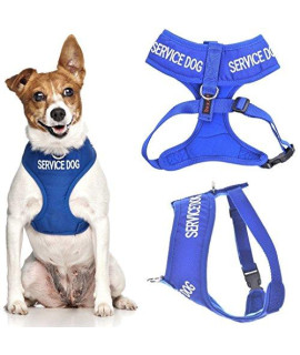 SERVICE DOG (Do Not Disturb/Dog Is Working) Blue Color Coded Non-Pull Front and Back D Ring Padded and Waterproof Vest Dog Harness PREVENTS Accidents By Warning Others Of Your Dog In Advance (S)