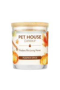 One Fur All, Pet House Candle - 100% Plant-Based Wax Candle - Pet Odor Eliminator for Home - Non-Toxic and Eco-Friendly Air Freshening Scented Candles - (Pack of 1, Pumpkin Spice)