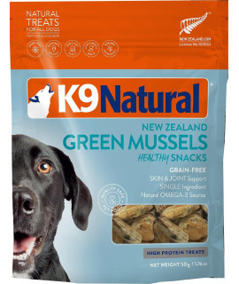 K9 Natural Grain-Free Freeze-Dried Dog Treats, New Zealand Green Lipped Mussel Bites 1.76oz